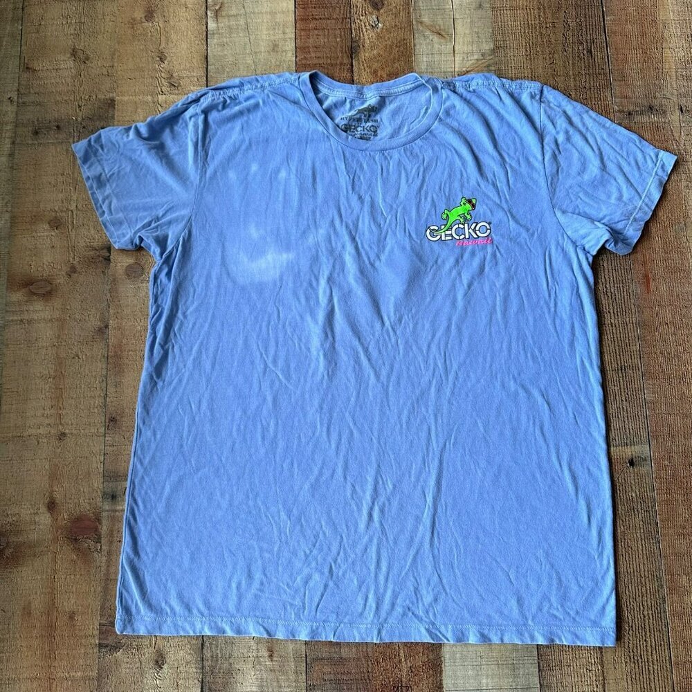 Gecko Hawaii Men's Size XL Color Changing Blue to White Short Sleeve T-Shirt